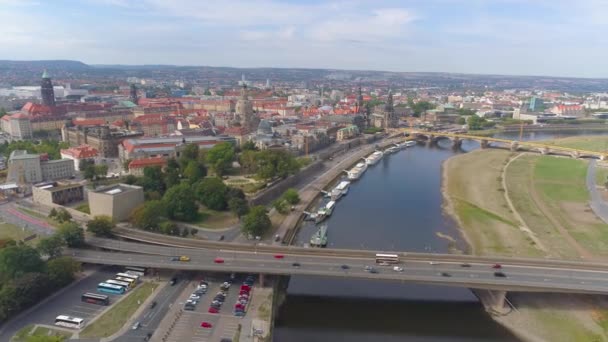 Dresde Alemania Junio 2019 Panorama Aéreo Drone View Dresden Historical — Vídeos de Stock