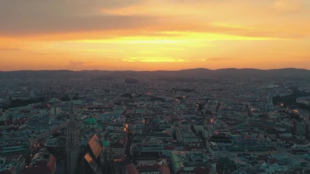 Vienna Austria Juni 2019 City Skyline Aerial Shot Saat Matahari — Stok Video