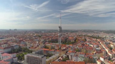 Prag, Çek Cumhuriyeti drone havadan Panorama View televizyon kulesi