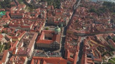 Prag, Çek Cumhuriyeti-Mayıs, 2019: hava Pamorama drone şehir görünümü