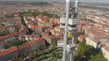 Prag, Çek Cumhuriyeti drone havadan Panorama View televizyon kulesi