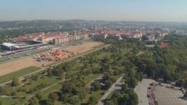 Prag, Çek Cumhuriyeti-Mayıs, 2019: hava Pamorama drone şehir görünümü