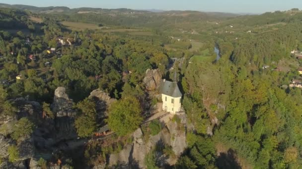 捷克共和国特诺夫 2019年6月 空中无人机景观 — 图库视频影像