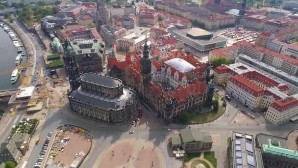 Dresden Almanya Haziran 2019 Hava Panoraması Drone Dresden Tarihsel Görünümü — Stok video