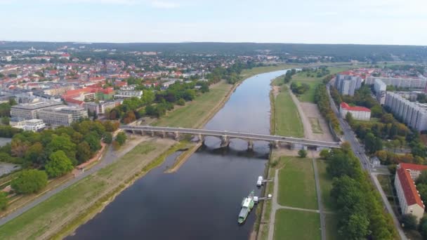 Dresden Tyskland Juni 2019 Antenn Panorama Drone Beskådar Dresden Historiskt — Stockvideo