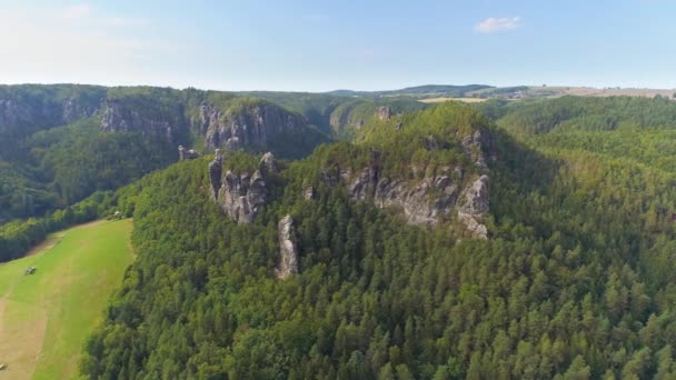 Πάρκο Bastei Στη Σαξονία Γερμανία Υπέροχη Πανοραμική Θέα Αεροκατευθυνόμενα — Αρχείο Βίντεο