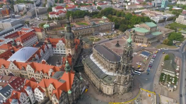 Dresde Alemania Junio 2019 Panorama Aéreo Drone View Dresden Historical — Vídeos de Stock