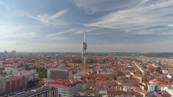 Drone Aerial Panorama Visa Tornet Prag Tjeckien — Stockvideo