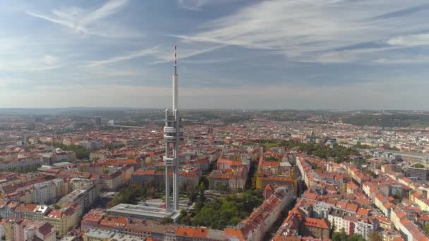 Drone Aerial Panorama View Television Tower Praga República Checa — Vídeos de Stock
