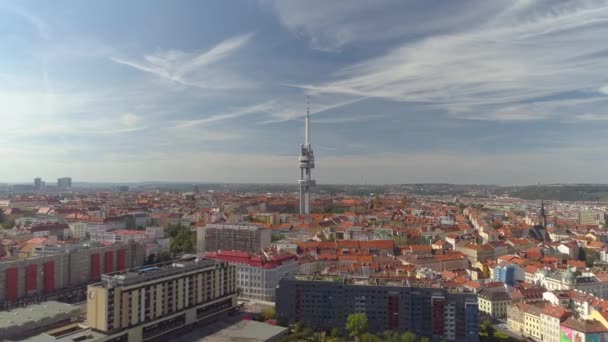 Drone Luchtfoto Panorama Televisietoren Praag Tsjechische Republiek — Stockvideo