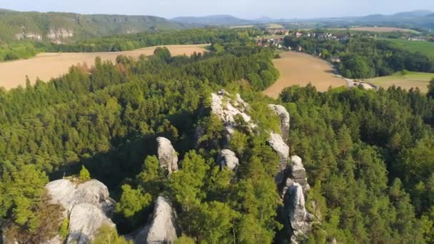 Bastei Park Saxony Germany Wonderful Aerial Drone Panorama View — Stock Video