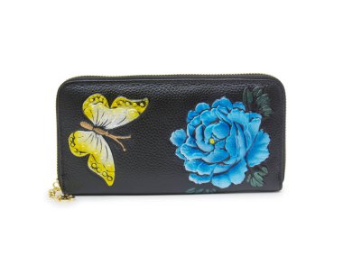 Beyaz arka plan üzerinde izole kadın cüzdan