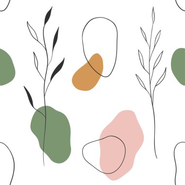 Zarif yaprak dalları dikişsiz vektör deseni.