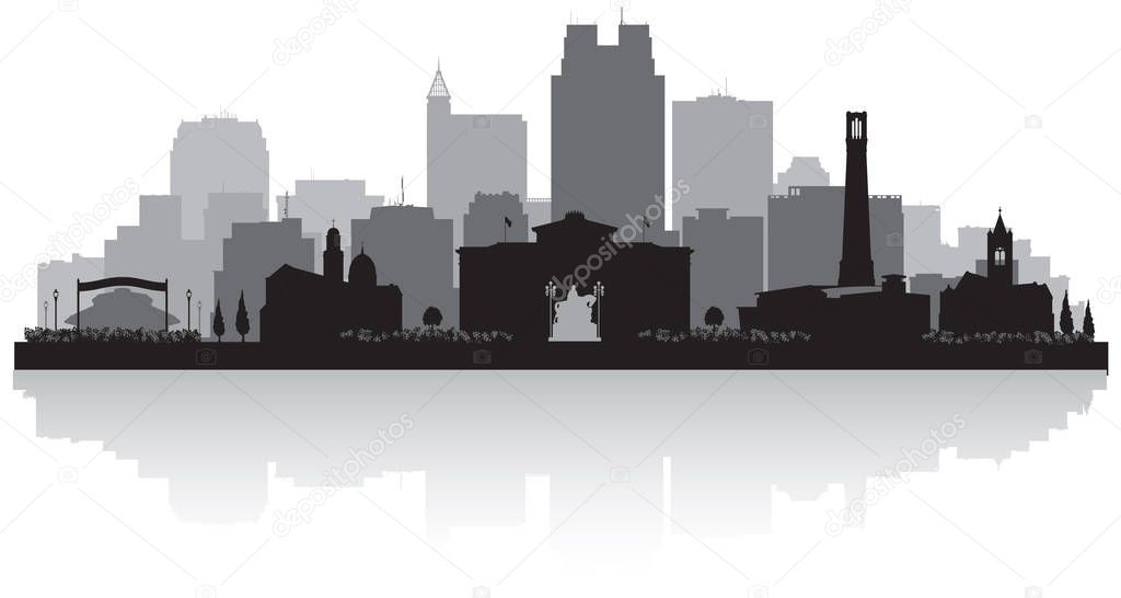 Raleigh North Carolina city skyline vector silhouette illustration