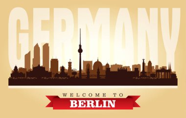 Berlin Almanya şehir manzarası vektör siluet çizimi