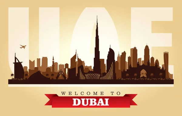 Dubai Uae Stad Skyline Vectorillustratie Silhouet — Stockvector