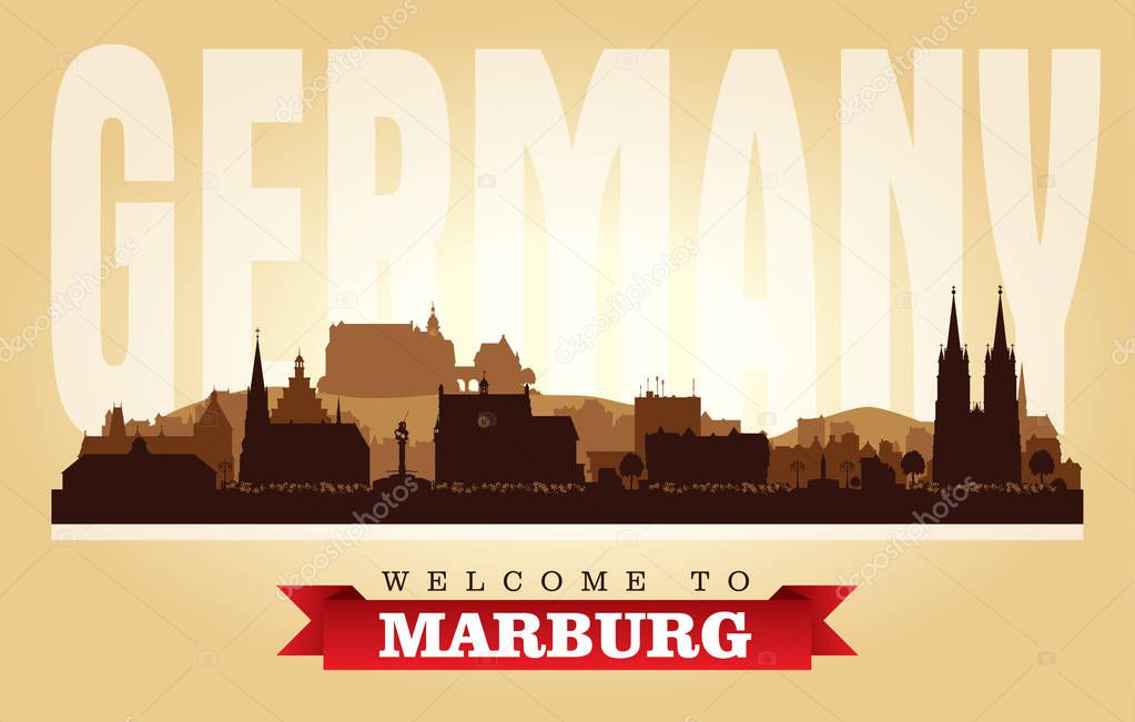 Marburg Germany city skyline vector silhouette illustration