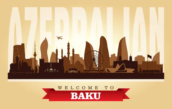 Baku Azerbajdzjan City Skyline Vektorillustration Siluett — Stock vektor