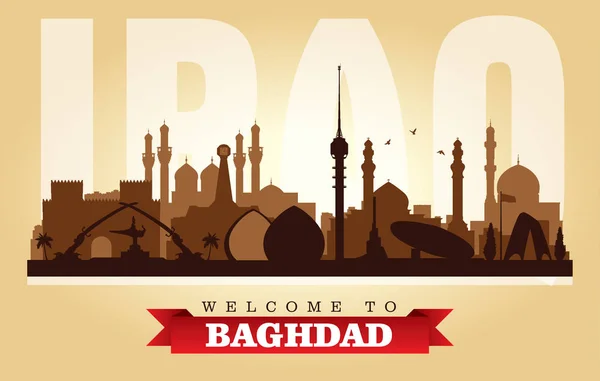 Bagdad Iraq Ciudad Skyline Vector Silueta Ilustración — Vector de stock