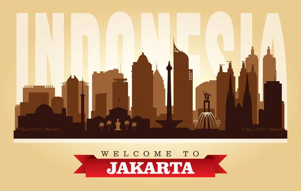 Yakarta Indonesia Ciudad Skyline Vector Silueta Ilustración — Vector de stock