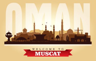 Muscat Umman şehir manzarası vektör siluet çizimi