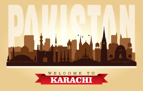 Karachi Pakistán Ciudad Skyline Vector Silueta Ilustración — Vector de stock