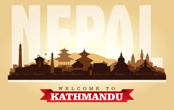 Katmandu Nepal Miasto Panorama Wektor Sylwetka Ilustracja — Wektor stockowy