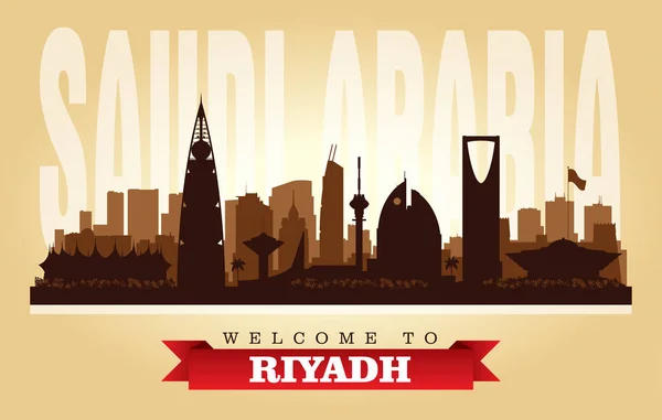 Riad Arabia Saudita Ciudad Skyline Vector Silueta Ilustración — Vector de stock