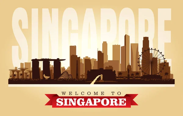 Singapur Ciudad Skyline Vector Silueta Ilustración — Vector de stock