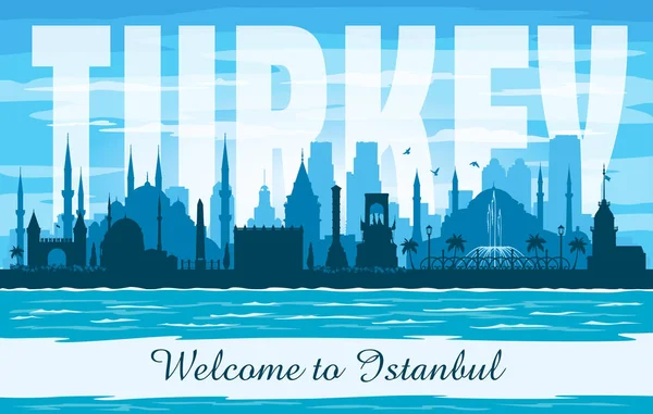 Stanbul Turecko City Panorama Vektorové Siluetu Ilustrace — Stockový vektor