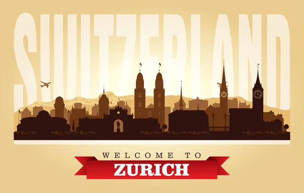 Zurigo Svizzera Città Skyline Vettore Silhouette Illustrazione — Vettoriale Stock