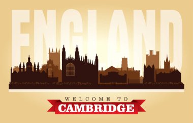 Cambridge United Kingdom şehir manzarası vektör siluet çizim