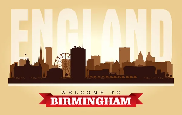 Birmingham Regno Unito City Skyline Vector Silhouette Illustrazione — Vettoriale Stock
