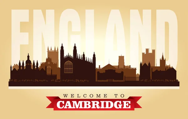 Cambridge United Kingdom City Skyline Vektor Silhuett Illustration — Stock vektor