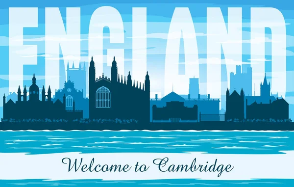 Cambridge United Kingdom City Skyline Vectorillustratie Silhouet — Stockvector