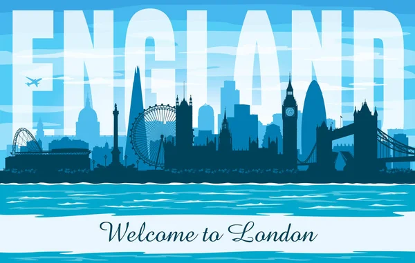 London United Kingdom City Skyline Vektor Silhuett Illustration — Stock vektor