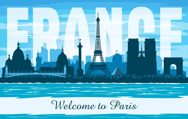 París Francia Skyline Vector Silueta Ilustración — Archivo Imágenes Vectoriales