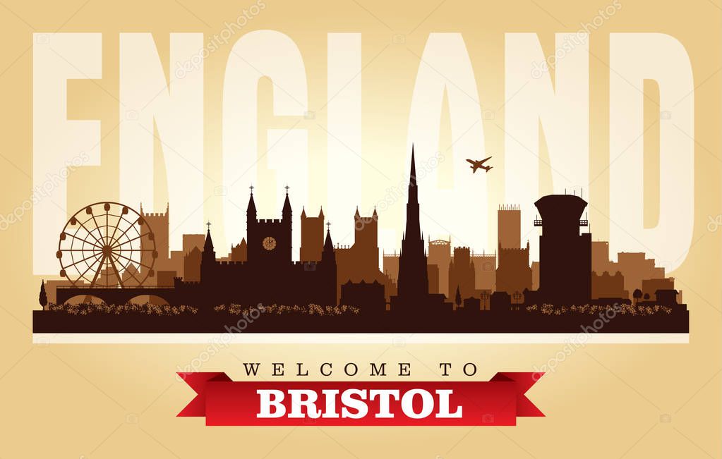 Bristol United Kingdom city skyline vector silhouette illustration