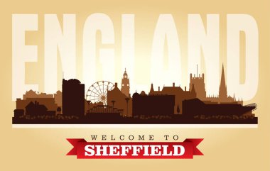 Sheffield United Kingdom şehir manzarası vektör siluet