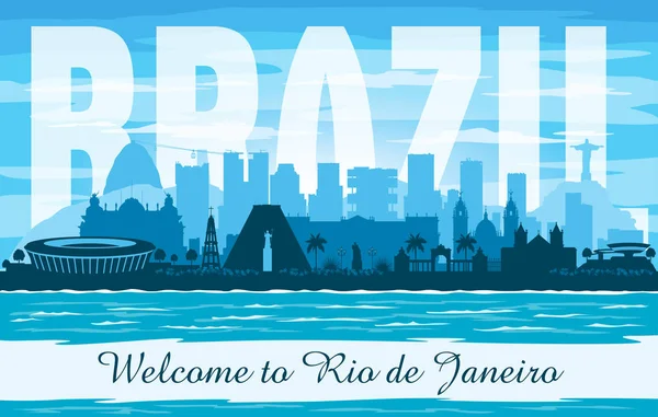 Rio Janeiro Brazílie Městské Panorama Vektorové Siluetu Ilustrace — Stockový vektor