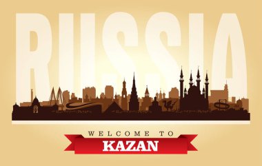 Kazan Rusya şehir manzarası vektör siluet çizimi