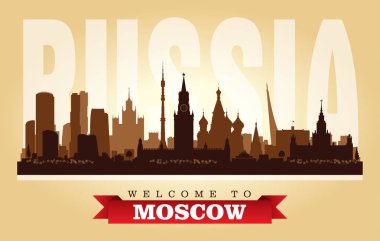 Moskova Rusya şehir manzarası vektör siluet çizimi