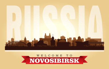 Novosibirsk Rusya şehir manzarası vektör siluet çizimi
