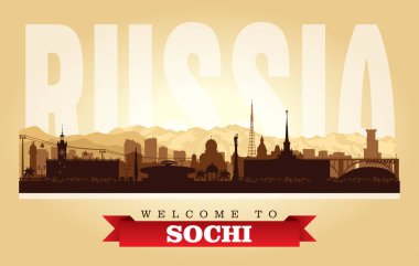 Sochi Rusya şehir manzarası vektör siluet çizimi