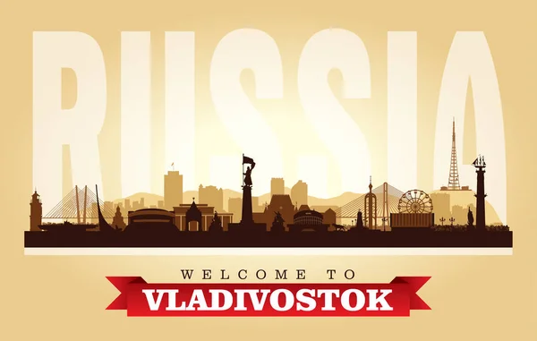 Vladivostok Rusia Ciudad Skyline Vector Silueta Ilustración — Vector de stock
