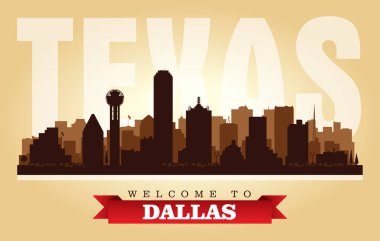 Dallas Texas şehir manzarası vektör siluet