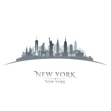 New York'un silueti beyaz arka plan 