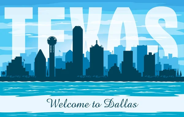 Dallas Texas city skyline vector silhouet — Stockvector