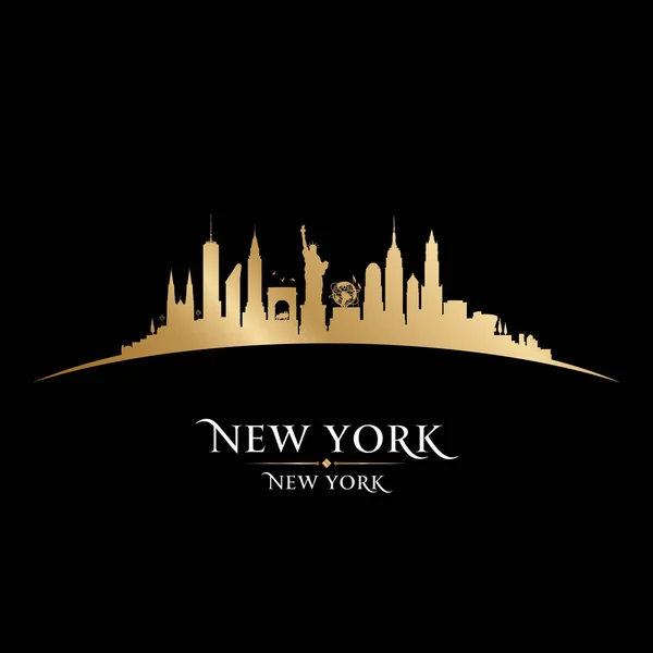 New York città silhouette sfondo nero Grafiche Vettoriali