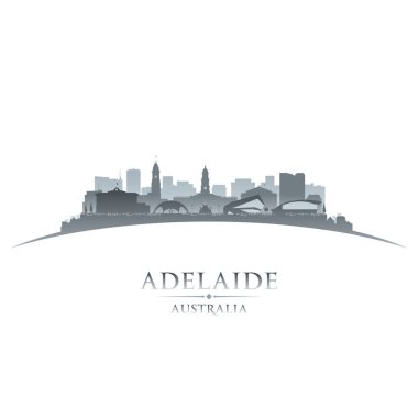 Adelaide Avustralya şehir silueti beyaz arka plan 